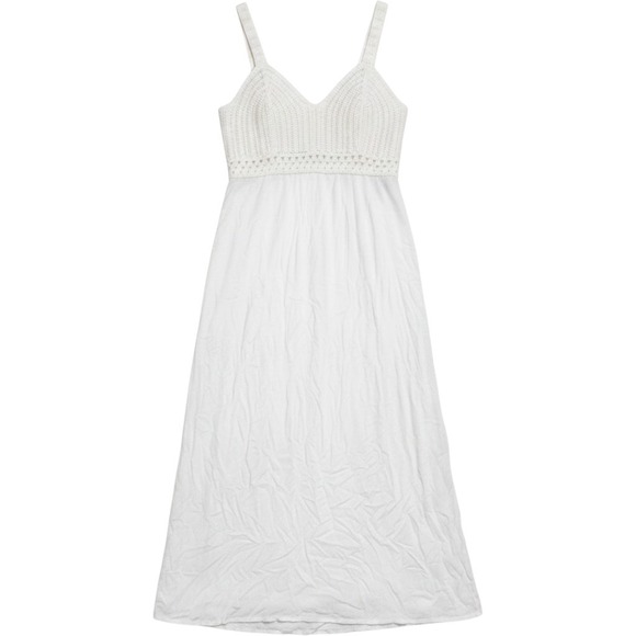 Sincerely Jules Dresses & Skirts - Sincerely Jules White Crochet Bodice Smocked Back Midi Dress Womens Medium Bride